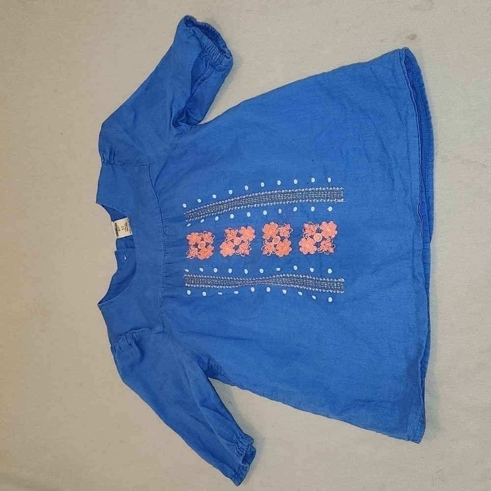 Oshkosh B'gosh blue embroidered peasant top 5T